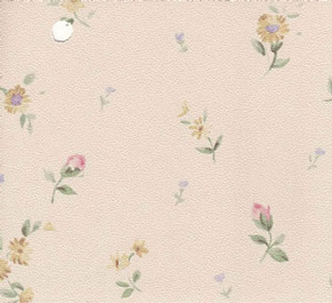 Dollhouse Miniature Pre-pasted Wallpaper, Pk and Yellow Flowers On Beige